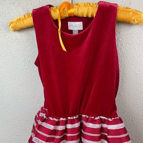 Place Sleeveless Red Velour Dress Size 7/8 EUC - Picture 2 of 5